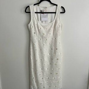 Anne Klein Womens Crochet A-line Dress White NWT